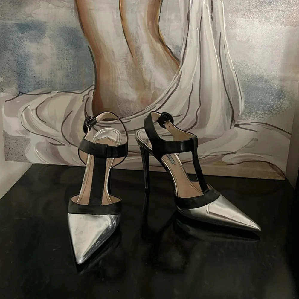 Prada heels 😍 black silver size 38.5 - Picture 3 of 8